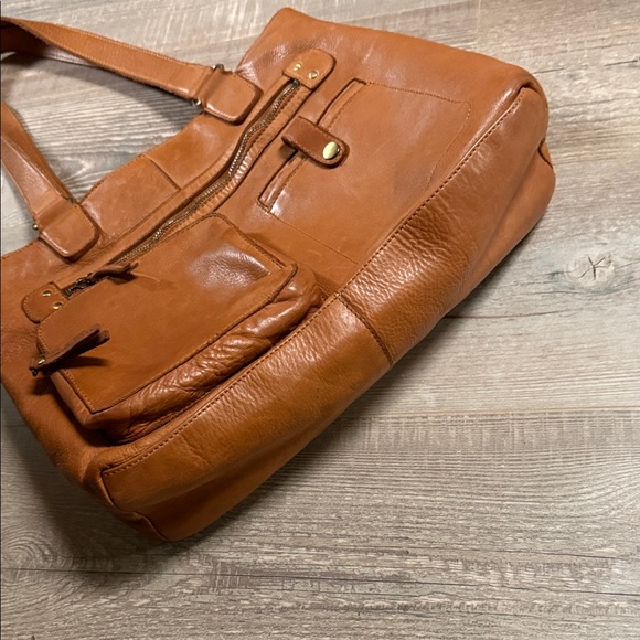 Marta Ponti East West Shoulder Bag Tan Leather Tote Bag - Picture 6 of 13